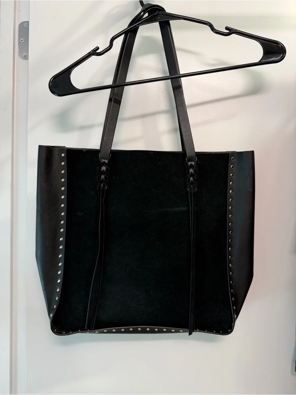 Vince Camuto Black Suede & Leather Studded Tote